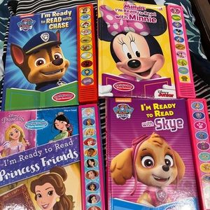 4 ready to read audio button books Disney and Paw patrol GUC